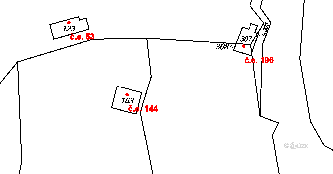 České Lhotice 144 na parcele st. 163 v KÚ České Lhotice, Katastrální mapa