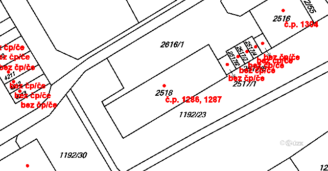 Beroun-Město 1286,1287, Beroun na parcele st. 2518 v KÚ Beroun, Katastrální mapa