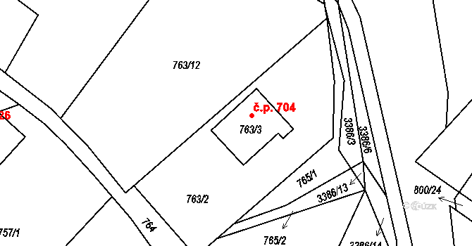 Veselí nad Lužnicí II 704, Veselí nad Lužnicí na parcele st. 763/3 v KÚ Veselí nad Lužnicí, Katastrální mapa