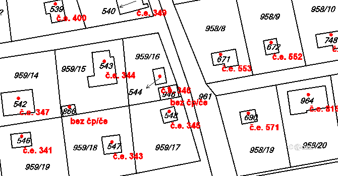 Cheb 78844860 na parcele st. 946 v KÚ Podhrad, Katastrální mapa