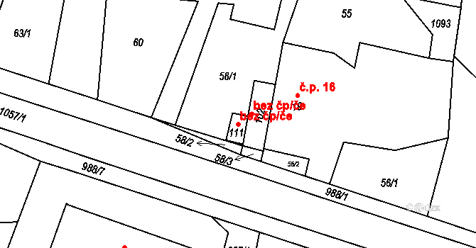 Velké Heraltice 83796860 na parcele st. 111 v KÚ Malé Heraltice, Katastrální mapa