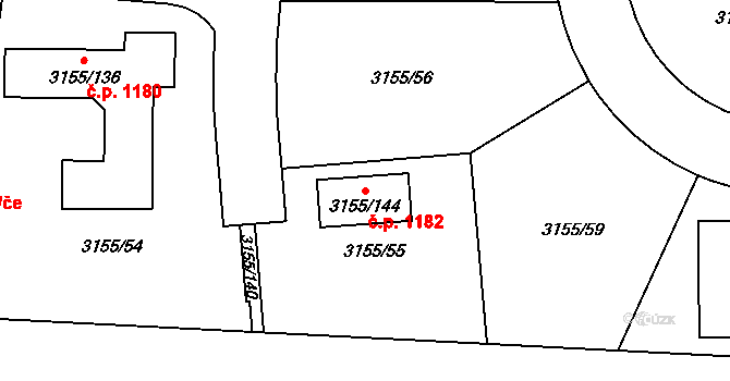 Valtice 1182 na parcele st. 3155/144 v KÚ Valtice, Katastrální mapa