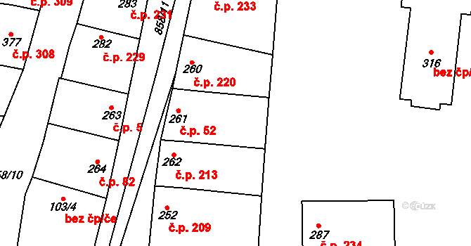 Vrbice 52 na parcele st. 261 v KÚ Vrbice u Velkých Pavlovic, Katastrální mapa