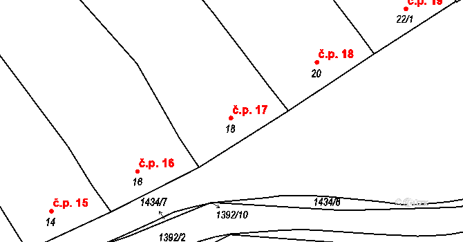 Chvalnov 17, Chvalnov-Lísky na parcele st. 18 v KÚ Chvalnov, Katastrální mapa