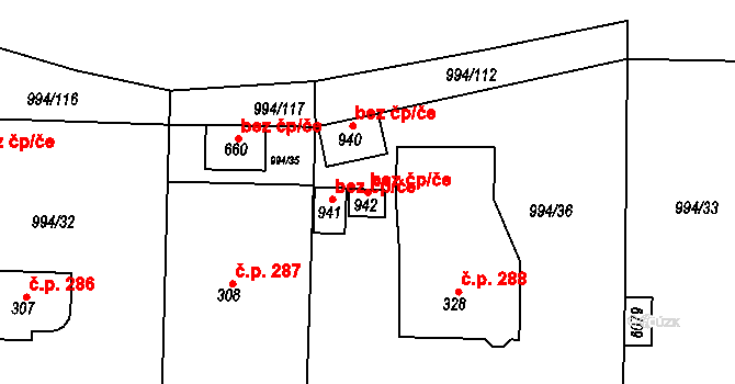 Jevišovice 101996861 na parcele st. 942 v KÚ Jevišovice, Katastrální mapa