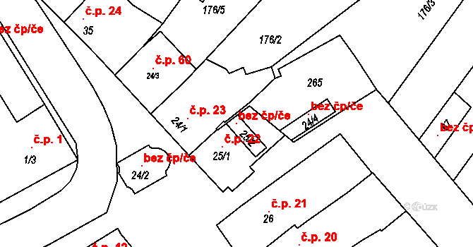Bystročice 106266861 na parcele st. 25/2 v KÚ Žerůvky, Katastrální mapa