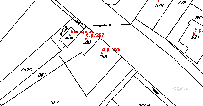 Dobšice 226 na parcele st. 356 v KÚ Dobšice u Znojma, Katastrální mapa