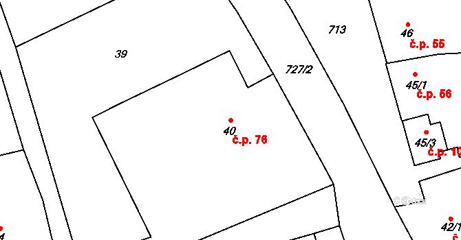 Býškovice 76 na parcele st. 40 v KÚ Býškovice, Katastrální mapa