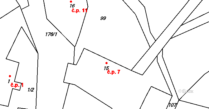 Chlístovice 7, Pertoltice na parcele st. 15 v KÚ Chlístovice u Pertoltic, Katastrální mapa