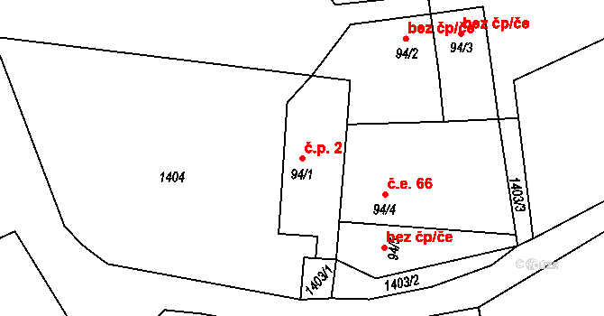 Brandýs 2, Chabeřice na parcele st. 94/1 v KÚ Chabeřice, Katastrální mapa