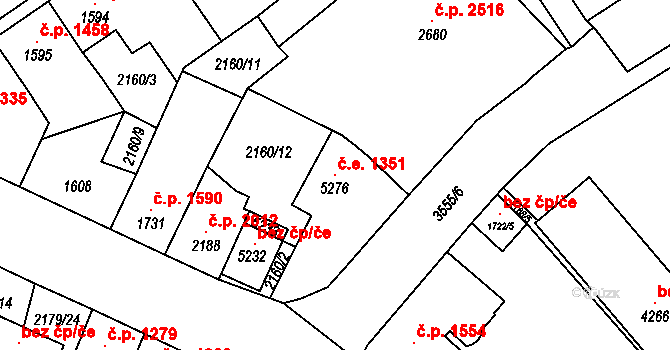 Aš 1351 na parcele st. 5276 v KÚ Aš, Katastrální mapa