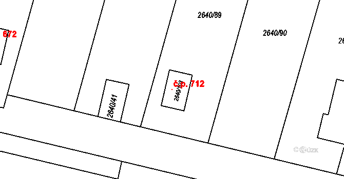 Mimoň I 712, Mimoň na parcele st. 2640/103 v KÚ Mimoň, Katastrální mapa