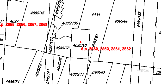 Jihlava 2859,2860,2861,2862 na parcele st. 4085/16 v KÚ Jihlava, Katastrální mapa