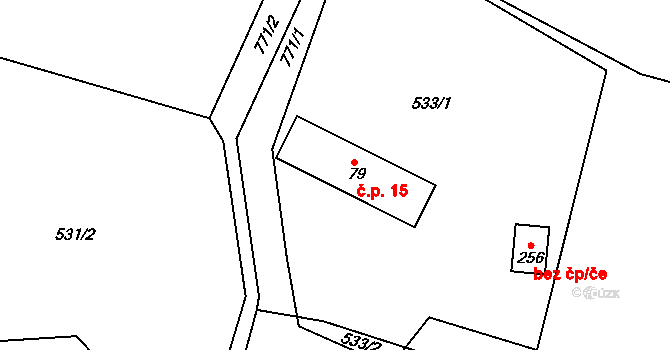 Zásadka 15, Boseň na parcele st. 79 v KÚ Boseň, Katastrální mapa