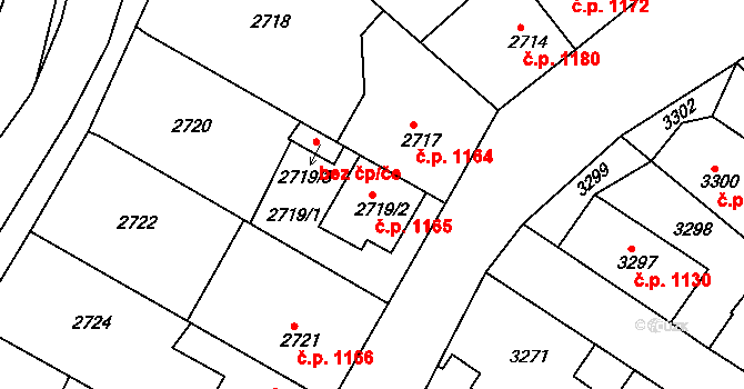 Roztoky 1165 na parcele st. 2719/2 v KÚ Žalov, Katastrální mapa