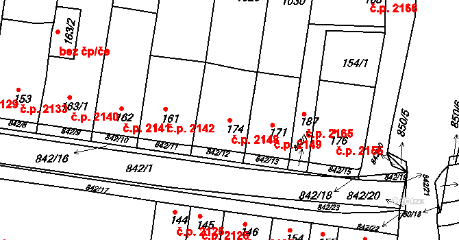 Nětčice 2148, Kyjov na parcele st. 174 v KÚ Nětčice u Kyjova, Katastrální mapa