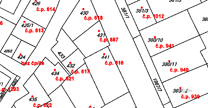 Mistřín 616, Svatobořice-Mistřín na parcele st. 441 v KÚ Mistřín, Katastrální mapa