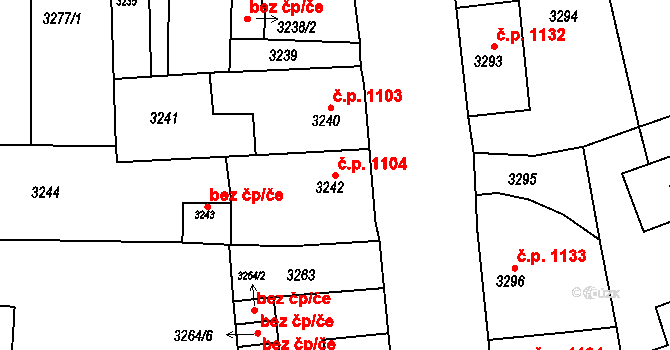 Pod Bezručovým vrchem 1104, Krnov na parcele st. 3242 v KÚ Krnov-Horní Předměstí, Katastrální mapa
