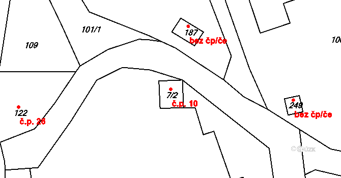 Racek 10, Chlístov na parcele st. 7/2 v KÚ Chlístov u Benešova, Katastrální mapa