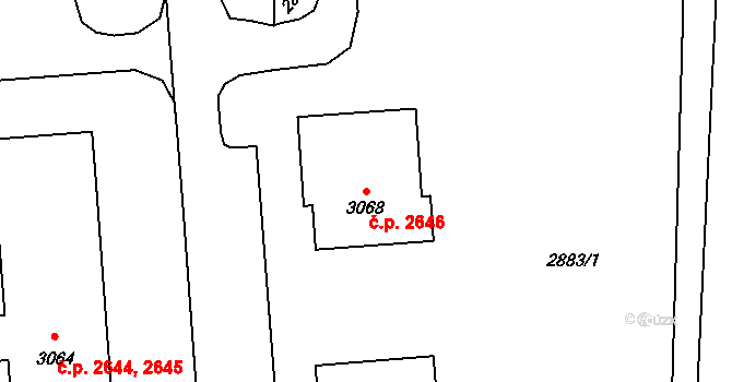 Kročehlavy 2646, Kladno na parcele st. 3068 v KÚ Kročehlavy, Katastrální mapa