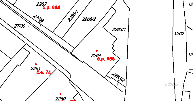 Raspenava 665 na parcele st. 2264 v KÚ Raspenava, Katastrální mapa