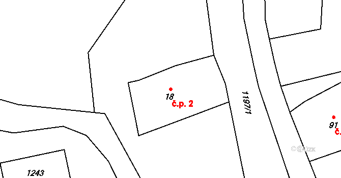 Křenov 2, Bernartice na parcele st. 18 v KÚ Křenov u Žacléře, Katastrální mapa