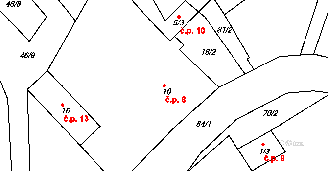 Drasty 8, Klecany na parcele st. 10 v KÚ Drasty, Katastrální mapa