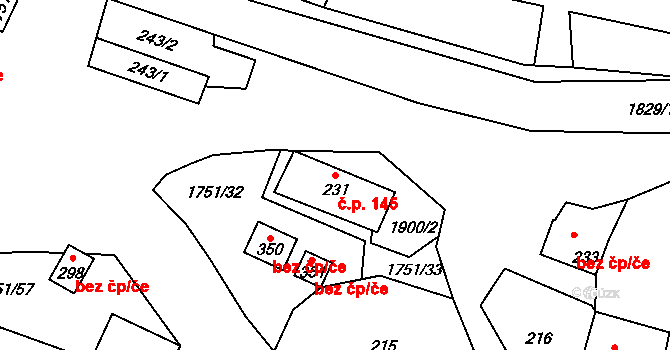 Karle 145 na parcele st. 231 v KÚ Karle, Katastrální mapa