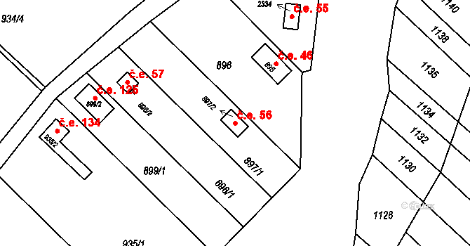 Velká Bystřice 56 na parcele st. 897/2 v KÚ Velká Bystřice, Katastrální mapa