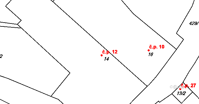 Ryšín 12, Pavlíkov na parcele st. 14 v KÚ Ryšín, Katastrální mapa