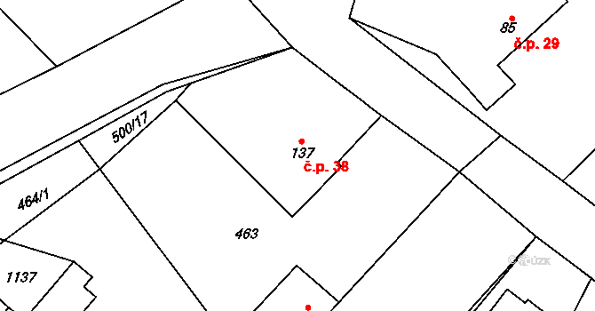Šlikova Ves 38, Podhradí na parcele st. 137 v KÚ Podhradí u Jičína, Katastrální mapa