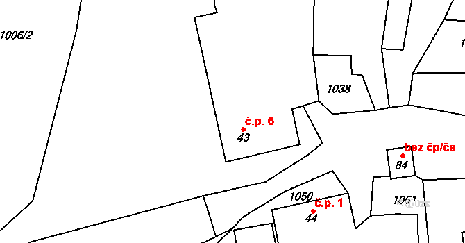 Pikov 6, Borotín na parcele st. 43 v KÚ Pikov, Katastrální mapa