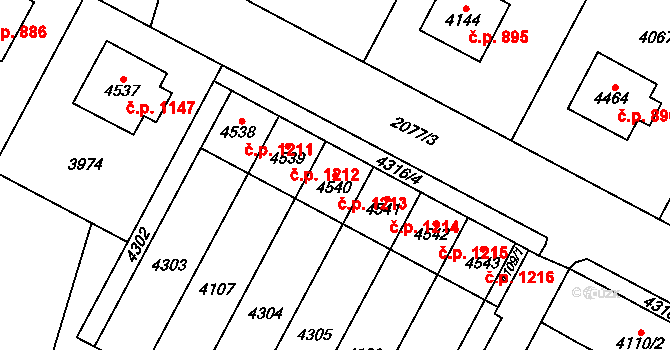 Žamberk 1213 na parcele st. 4540 v KÚ Žamberk, Katastrální mapa