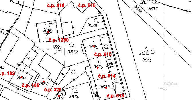 Poděbrady III 615, Poděbrady na parcele st. 3676 v KÚ Poděbrady, Katastrální mapa