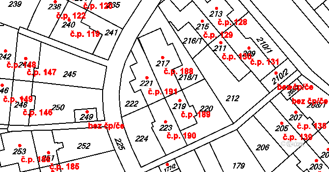 Medlánky 188, Brno na parcele st. 217 v KÚ Medlánky, Katastrální mapa