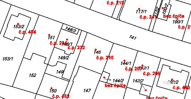 Řetenice 210, Teplice na parcele st. 146 v KÚ Teplice-Řetenice, Katastrální mapa
