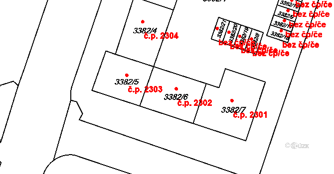 Teplice 2302 na parcele st. 3382/6 v KÚ Teplice, Katastrální mapa