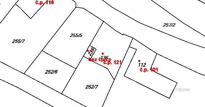 Suchá 121, Nejdek na parcele st. 136 v KÚ Suchá u Nejdku, Katastrální mapa