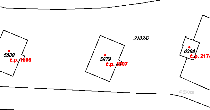 Cheb 1507 na parcele st. 5879 v KÚ Cheb, Katastrální mapa