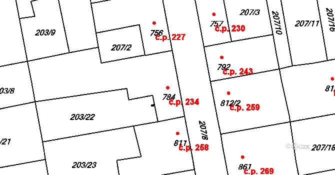 Mladá Boleslav III 234, Mladá Boleslav na parcele st. 784 v KÚ Mladá Boleslav, Katastrální mapa