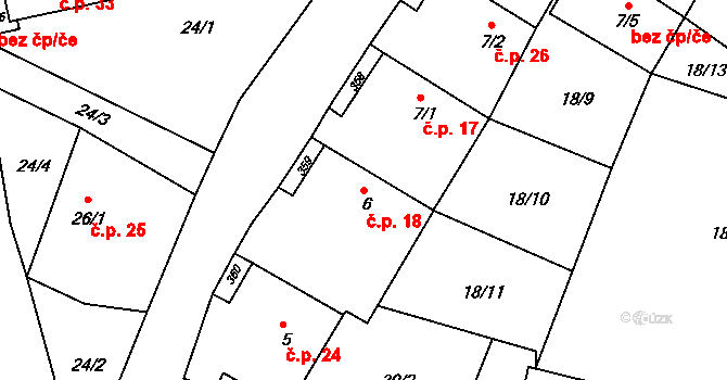 Libořezy 18, Stříbřec na parcele st. 6 v KÚ Libořezy, Katastrální mapa