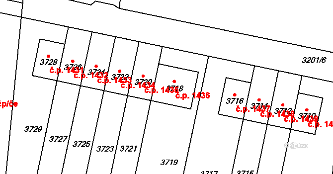 Újezd nad Lesy 1436, Praha na parcele st. 3718 v KÚ Újezd nad Lesy, Katastrální mapa