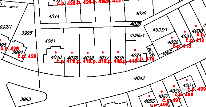 Záběhlice 416, Praha na parcele st. 4037 v KÚ Záběhlice, Katastrální mapa