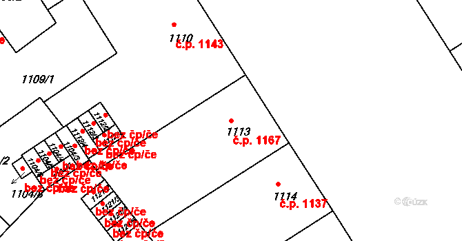 Nusle 1167, Praha na parcele st. 1113 v KÚ Nusle, Katastrální mapa