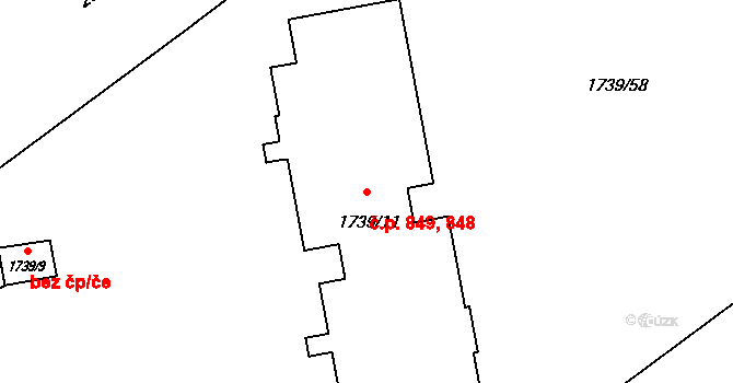 Ruzyně 848,849, Praha na parcele st. 1739/11 v KÚ Ruzyně, Katastrální mapa