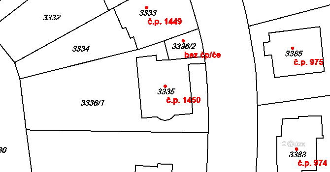 Dejvice 1450, Praha na parcele st. 3335 v KÚ Dejvice, Katastrální mapa