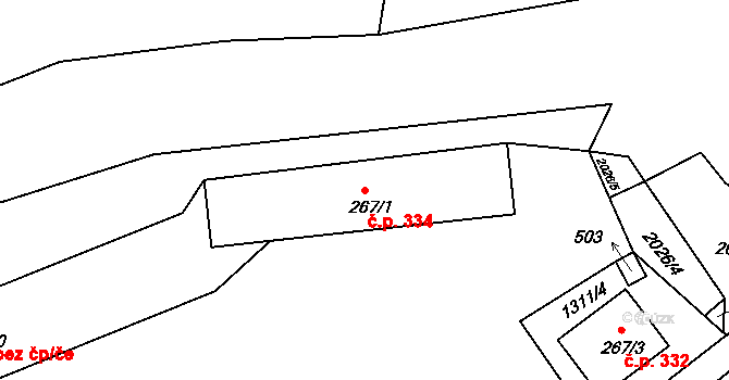 Rumburk 3-Dolní Křečany 334, Rumburk na parcele st. 267/1 v KÚ Dolní Křečany, Katastrální mapa
