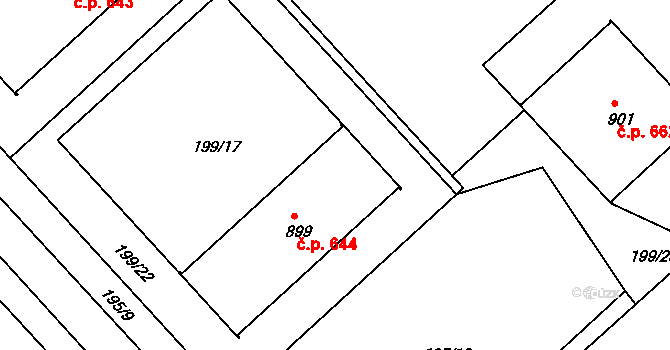 Sezimovo Ústí 644 na parcele st. 899 v KÚ Sezimovo Ústí, Katastrální mapa