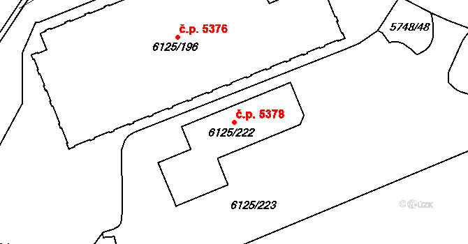 Chomutov 5378 na parcele st. 6125/222 v KÚ Chomutov I, Katastrální mapa