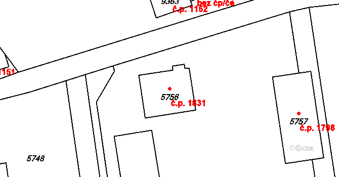 Vsetín 1831 na parcele st. 5756 v KÚ Vsetín, Katastrální mapa
